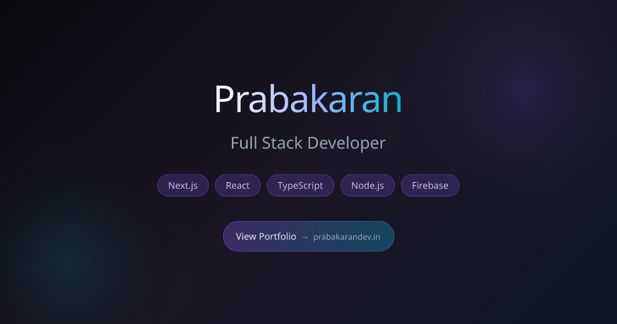 Prabakaran | Full Stack Developer Portfolio